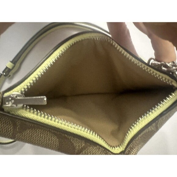 NWOT Coach North/South Phone Crossbody In Signature Canvas C7397 Khaki/Pale Lime - Picture 8 of 8